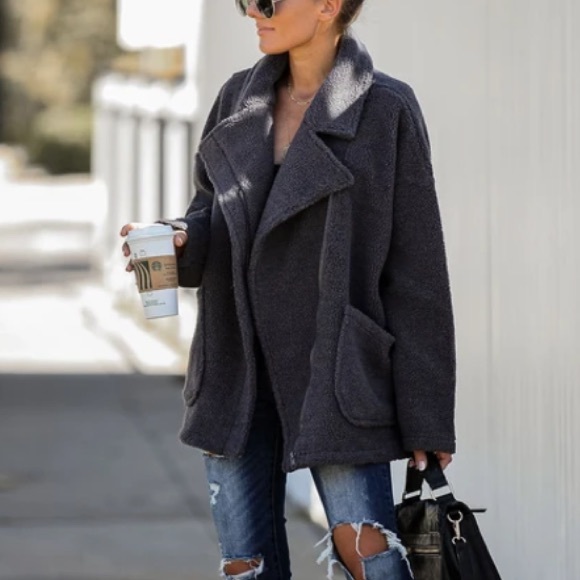 Vici Jackets & Blazers - Grey Teddy Coat